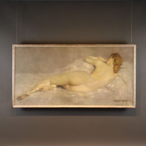 large reclining nude oil painting the siesta by george henry blanchard - CATEGORY: ANTIQUE ART - DATED 1930