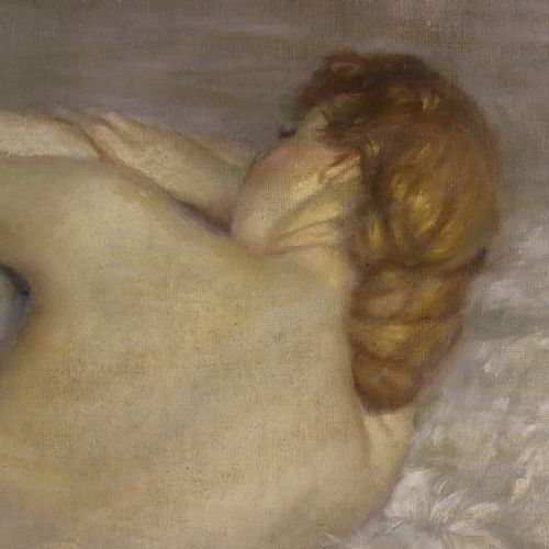 LARGE RECLINING NUDE OIL PAINTING THE SIESTA BY GEORGE HENRY BLANCHARD - ADDITIONAL PHOTO 2