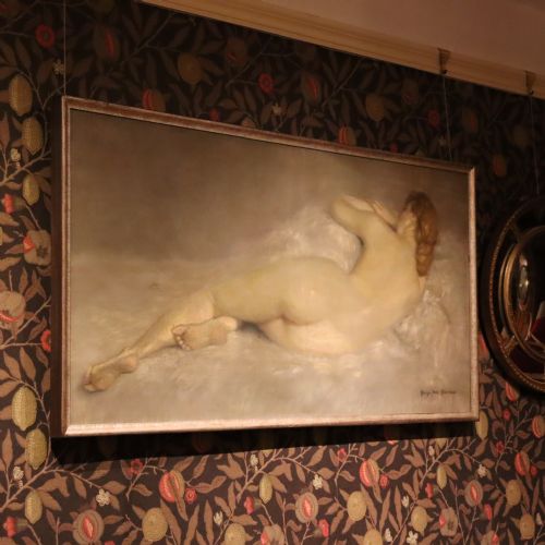 LARGE RECLINING NUDE OIL PAINTING THE SIESTA BY GEORGE HENRY BLANCHARD - ADDITIONAL PHOTO 3