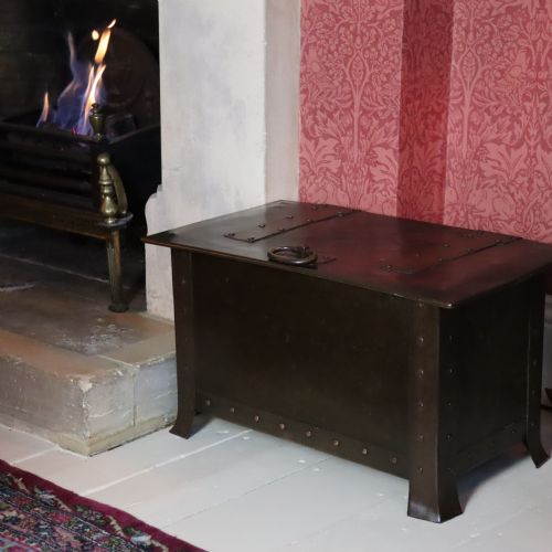arts crafts copper and steel log box - CATEGORY: ANTIQUE CHESTS - DATED 1910
