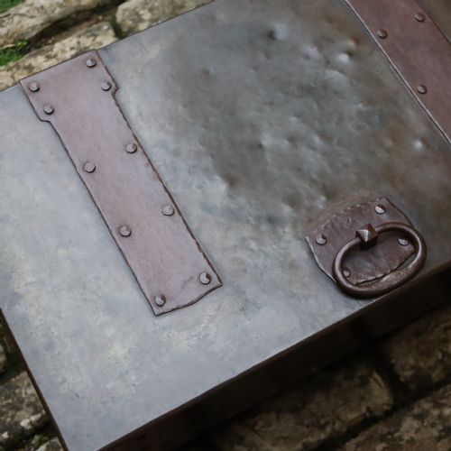 ARTS CRAFTS COPPER AND STEEL LOG BOX - ADDITIONAL PHOTO 1