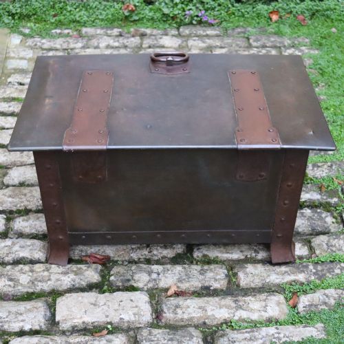 ARTS CRAFTS COPPER AND STEEL LOG BOX - ADDITIONAL PHOTO 4