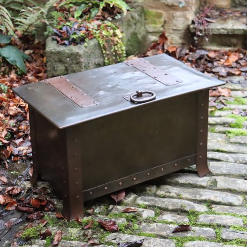 ARTS CRAFTS COPPER AND STEEL LOG BOX - ADDITIONAL PHOTO 6