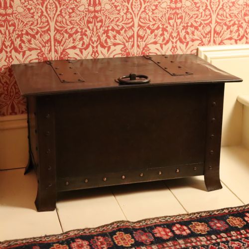 ARTS CRAFTS COPPER AND STEEL LOG BOX - ADDITIONAL PHOTO 7