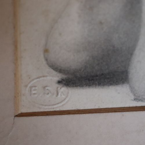 EDWARD RIDLEY 18831946 PENCIL DRAWING LIFE STUDY FEMALE NUDE IN PROFILE - ADDITIONAL PHOTO 1