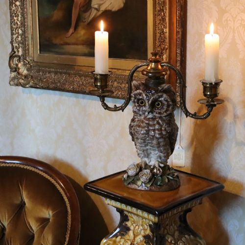 A 19TH CENTURY OWL CANDELABRA - ADDITIONAL PHOTO 2