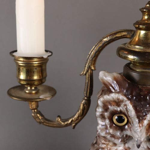A 19TH CENTURY OWL CANDELABRA - ADDITIONAL PHOTO 8