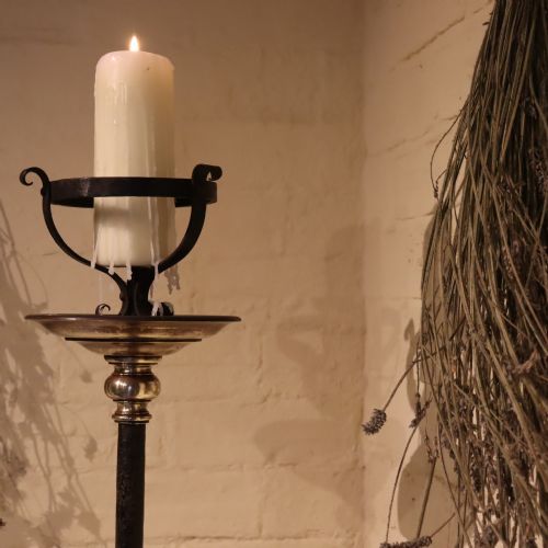 LARGE GOTHIC REVIVAL WROUGHT IRON PRICKET CANDLESTICK - ADDITIONAL PHOTO 2