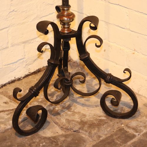 LARGE GOTHIC REVIVAL WROUGHT IRON PRICKET CANDLESTICK - ADDITIONAL PHOTO 3