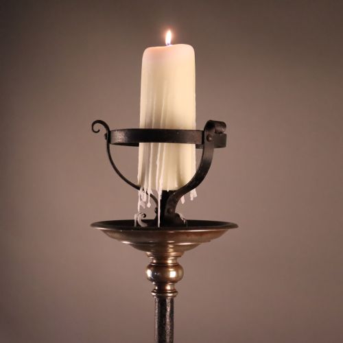 LARGE GOTHIC REVIVAL WROUGHT IRON PRICKET CANDLESTICK - ADDITIONAL PHOTO 10
