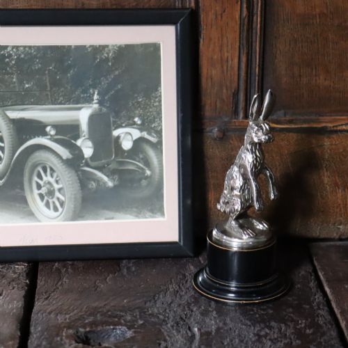 EARLY 20TH CENTURY ALVIS HARE CAR MASCOT COMPLETE WITH FRAMED PHOTOGRAPH OF PROUD YOUNG OWNER - ADDITIONAL PHOTO 5