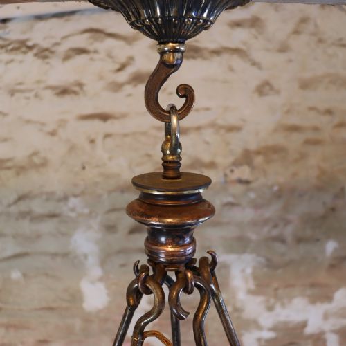 LARGE GOTHIC REVIVAL GILT BRASS CHANDELIER - ADDITIONAL PHOTO 6