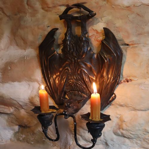 A PAIR OF BRONZE HANGING BAT WALL SCONCES BY WILLIAM TONKS SONS FOR LIBERTY'S - ADDITIONAL PHOTO 10