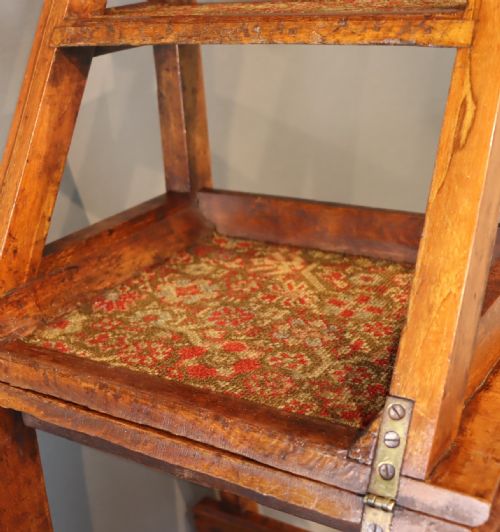 AESTHETIC MOVEMENT WALNUT METAMORPHIC CHAIRLIBRARY STEPS BY JAMES SHOOLBRED AND CO LONDON - ADDITIONAL PHOTO 5
