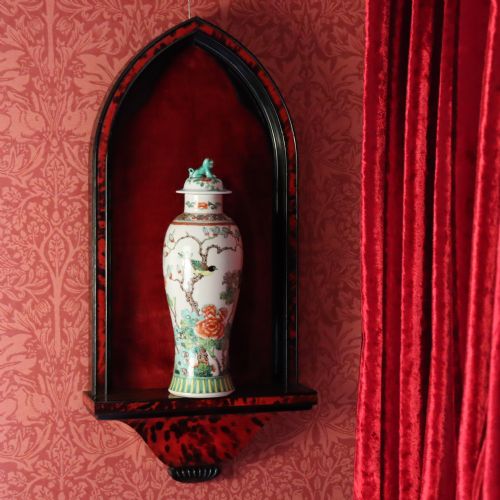 GOTHIC REVIVAL ROSEWOOD EBONY FAUX RED TORTOISESHELL WALL NICHE - ADDITIONAL PHOTO 3