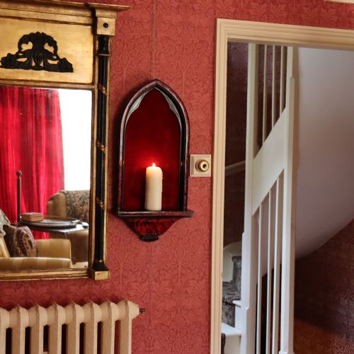 GOTHIC REVIVAL ROSEWOOD EBONY FAUX RED TORTOISESHELL WALL NICHE - ADDITIONAL PHOTO 9