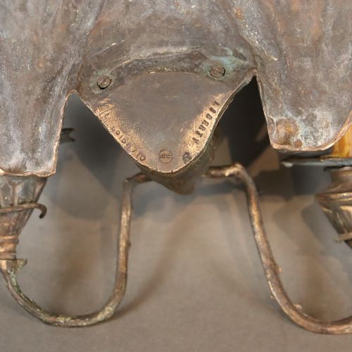 A PAIR OF BRONZE HANGING BAT WALL SCONCES BY WILLIAM TONKS SONS FOR LIBERTY'S - ADDITIONAL PHOTO 6