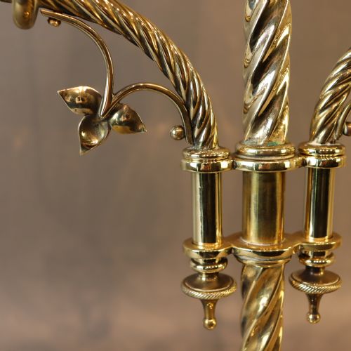 A GOTHIC REVIVAL TWOBRANCH BRASS CANDLESTICK - ADDITIONAL PHOTO 3