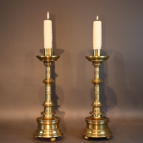large pair of 18th century ecclesiastical candlesticks - CATEGORY: ANTIQUE LIGHTING - DATED 18TH CENTURY