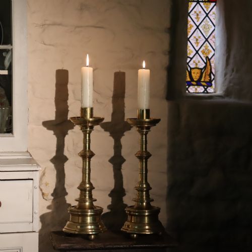 LARGE PAIR OF 18TH CENTURY ECCLESIASTICAL CANDLESTICKS - ADDITIONAL PHOTO 1