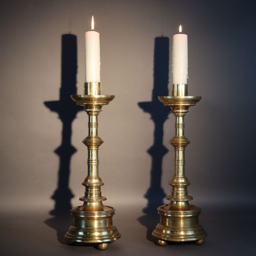 LARGE PAIR OF 18TH CENTURY ECCLESIASTICAL CANDLESTICKS - ADDITIONAL PHOTO 2
