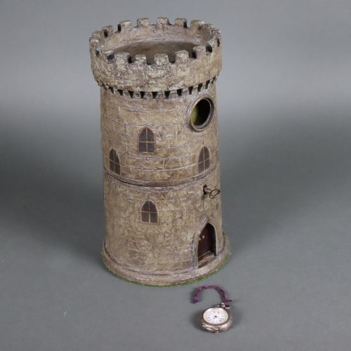 tea caddy clock tower - CATEGORY: ANTIQUE BOXES - DATED 1850