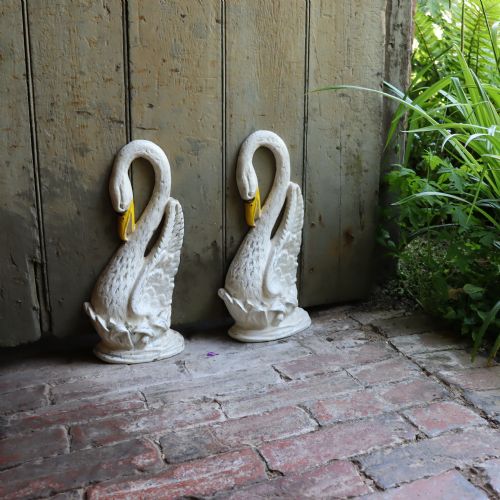 two victorian cast metal painted swan door stop - CATEGORY: ANTIQUE MISCELLANEOUS - DATED VICTORIAN