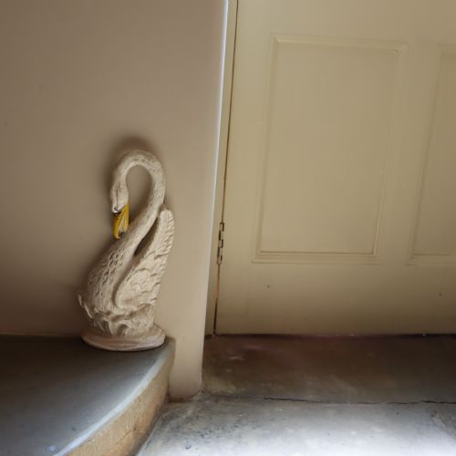 TWO VICTORIAN CAST METAL PAINTED SWAN DOOR STOP - ADDITIONAL PHOTO 2