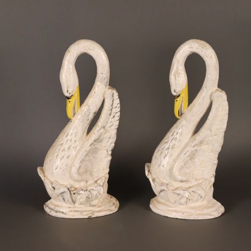 TWO VICTORIAN CAST METAL PAINTED SWAN DOOR STOP - ADDITIONAL PHOTO 3