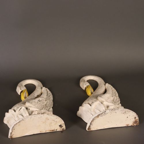 TWO VICTORIAN CAST METAL PAINTED SWAN DOOR STOP - ADDITIONAL PHOTO 5
