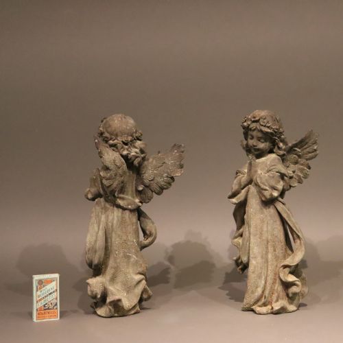 TWO 19TH CENTURY CAST METAL ANGELS - ADDITIONAL PHOTO 2