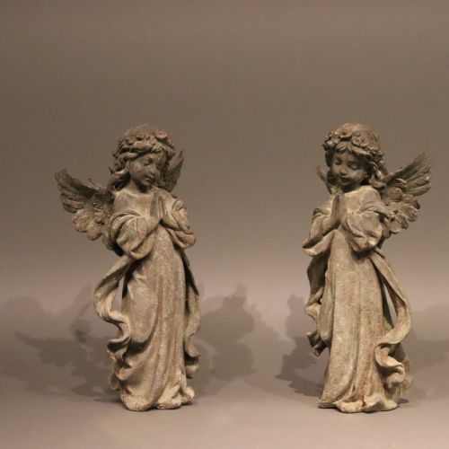 TWO 19TH CENTURY CAST METAL ANGELS - ADDITIONAL PHOTO 4