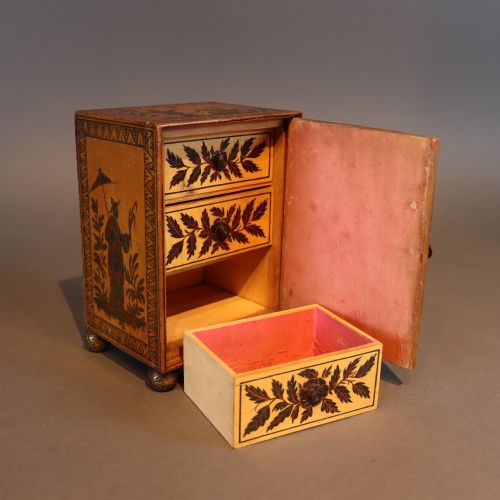 REGENCY PEN WORK CHINOISERIE MINIATURE CABINET - ADDITIONAL PHOTO 2