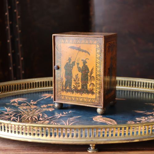 REGENCY PEN WORK CHINOISERIE MINIATURE CABINET - ADDITIONAL PHOTO 6