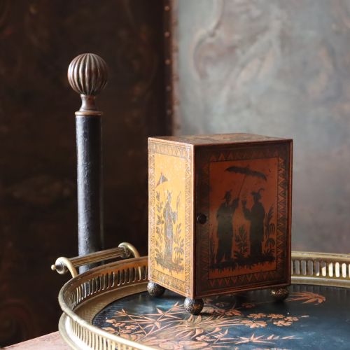 REGENCY PEN WORK CHINOISERIE MINIATURE CABINET - ADDITIONAL PHOTO 7