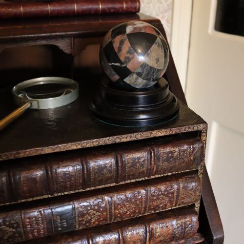 19TH CENTURY LIBRARY DESK TOP SPECIMEN MARBLE SPHERE - ADDITIONAL PHOTO 2