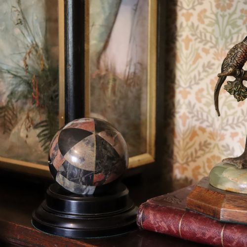 19TH CENTURY LIBRARY DESK TOP SPECIMEN MARBLE SPHERE - ADDITIONAL PHOTO 3