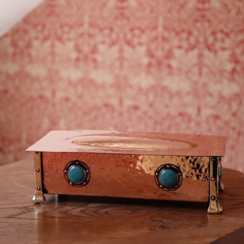 arts crafts copper box in the manner of albert edward jones - CATEGORY: ANTIQUE BOXES - DATED 1910