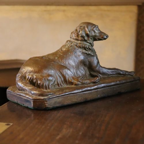 bronzed plaster study of a noble looking dog by j w good - CATEGORY: ANTIQUE SCULPTURES - DATED 1910