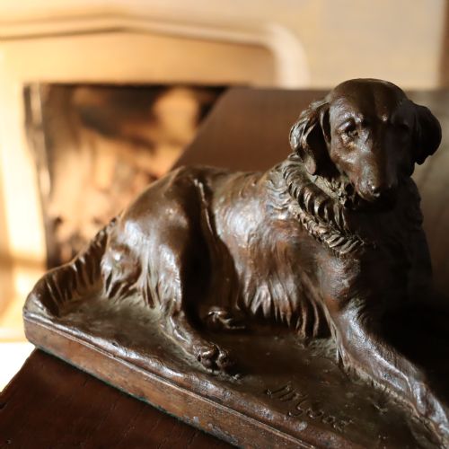 BRONZED PLASTER STUDY OF A NOBLE LOOKING DOG BY J W GOOD - ADDITIONAL PHOTO 1