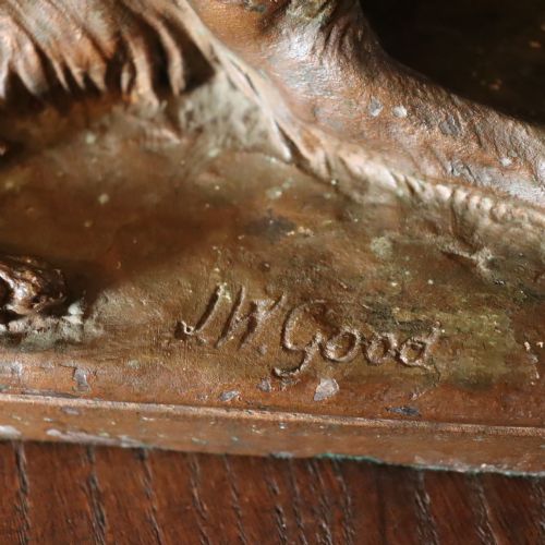 BRONZED PLASTER STUDY OF A NOBLE LOOKING DOG BY J W GOOD - ADDITIONAL PHOTO 3