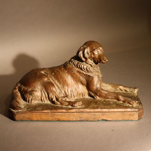 BRONZED PLASTER STUDY OF A NOBLE LOOKING DOG BY J W GOOD - ADDITIONAL PHOTO 6