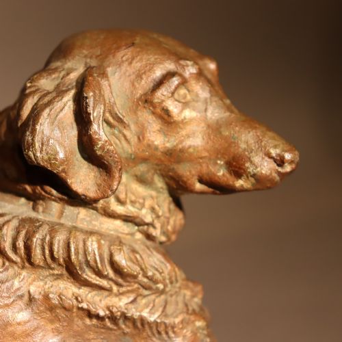 BRONZED PLASTER STUDY OF A NOBLE LOOKING DOG BY J W GOOD - ADDITIONAL PHOTO 7