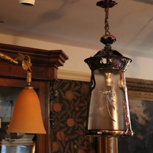 ARTS CRAFTS COPPER LANTERN - ADDITIONAL PHOTO 5