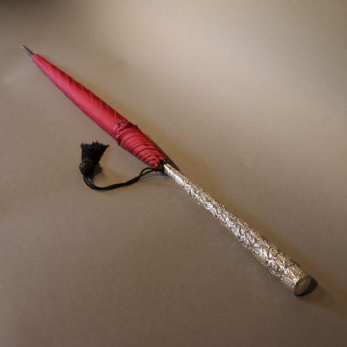 a late victorian indian silvermounted parasol umbrella - CATEGORY: ANTIQUE MISCELLANEOUS - DATED 1900