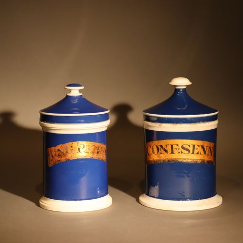two 19th century apothecary storage jars - CATEGORY: ANTIQUE CERAMICS - DATED 1860