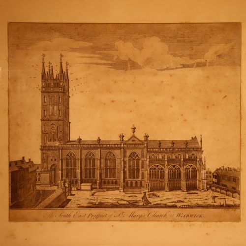 ANTIQUE ENGRAVING OF ST MARY CHURCH WARWICK - ADDITIONAL PHOTO 1