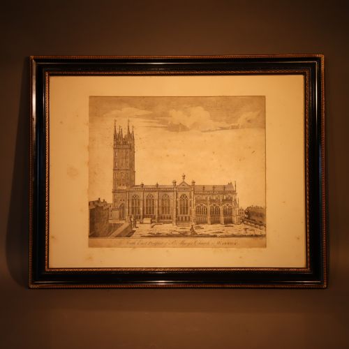 ANTIQUE ENGRAVING OF ST MARY CHURCH WARWICK - ADDITIONAL PHOTO 3