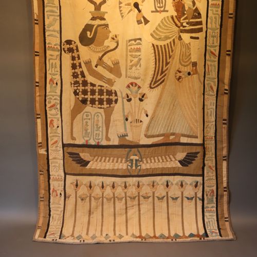 LARGE VICTORIAN EGYPTIAN REVIVAL COTTON HAND STITCHED APPLIQU WALL HANGING - ADDITIONAL PHOTO 1