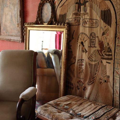 LARGE VICTORIAN EGYPTIAN REVIVAL COTTON HAND STITCHED APPLIQU WALL HANGING - ADDITIONAL PHOTO 4